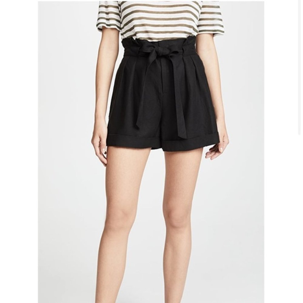 Club Monaco Black Paperbag Tie-Waist Shorts